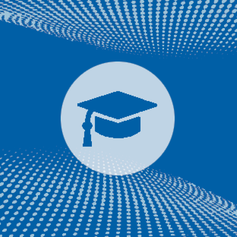 grad cap against textured blue background