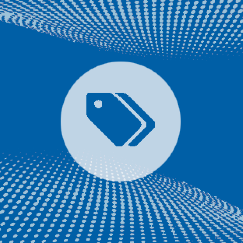 icon of tags against blue textured background