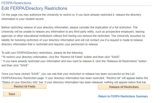 Privacy settings options