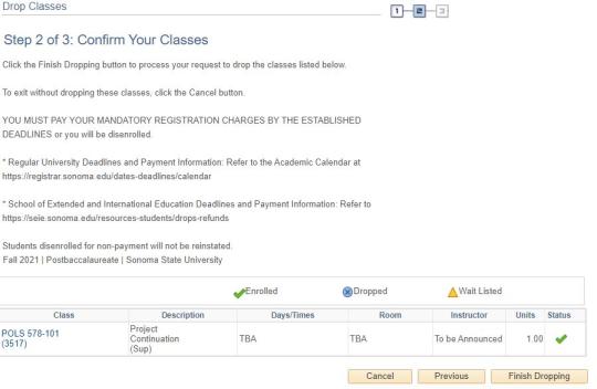 Review course(s) to drop